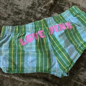Victoria secret PINK Plaid blue and green slip short Size S
